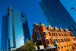 Old vs New: Fort Worth glass buildings and historic building