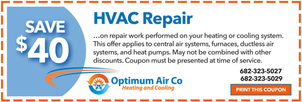 Special offer banner for HVAC repair service with $40 discount.