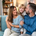 Happy family enjoying clean air with a fresh air filter